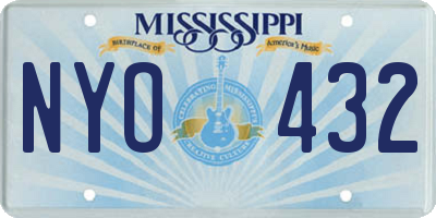 MS license plate NYO432