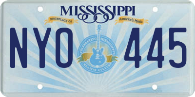 MS license plate NYO445