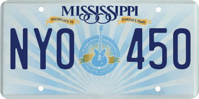 MS license plate NYO450