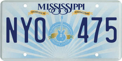 MS license plate NYO475