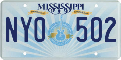 MS license plate NYO502