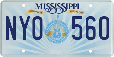 MS license plate NYO560