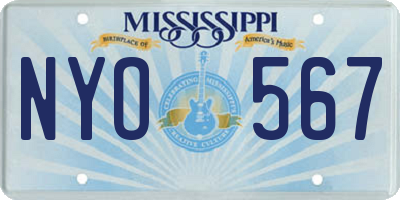 MS license plate NYO567