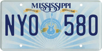 MS license plate NYO580
