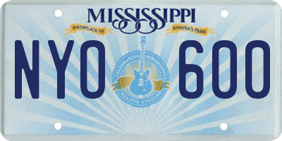 MS license plate NYO600