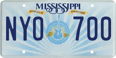MS license plate NYO700