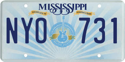 MS license plate NYO731