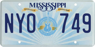 MS license plate NYO749