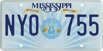 MS license plate NYO755