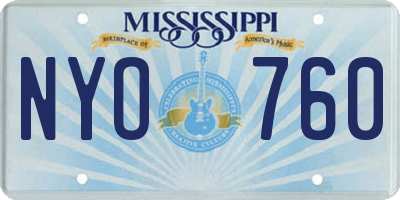 MS license plate NYO760