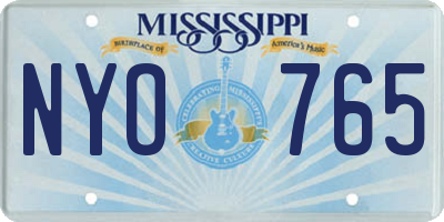 MS license plate NYO765