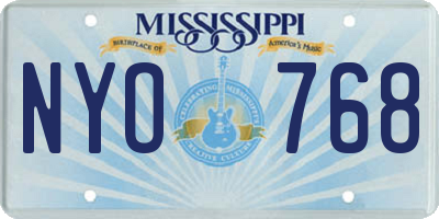 MS license plate NYO768