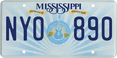 MS license plate NYO890