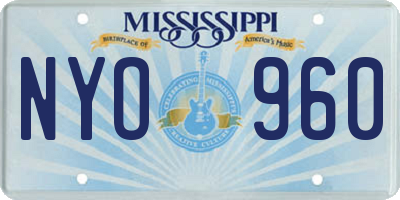 MS license plate NYO960