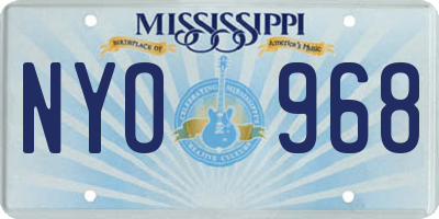 MS license plate NYO968