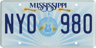 MS license plate NYO980