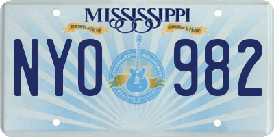 MS license plate NYO982