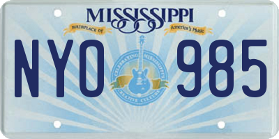 MS license plate NYO985