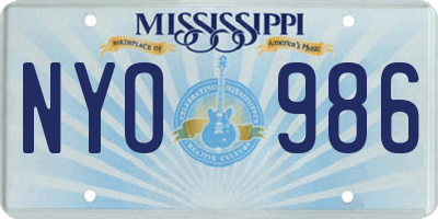 MS license plate NYO986