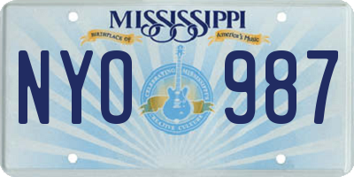 MS license plate NYO987