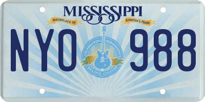 MS license plate NYO988