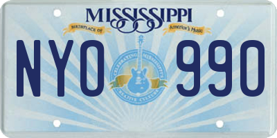MS license plate NYO990