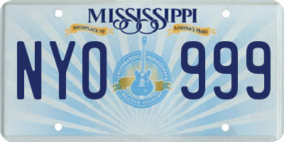 MS license plate NYO999