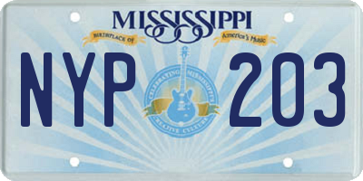 MS license plate NYP203
