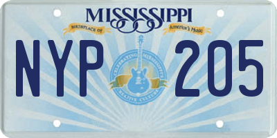 MS license plate NYP205