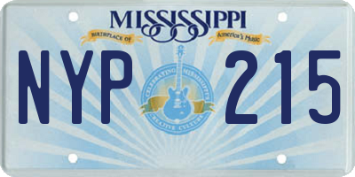 MS license plate NYP215