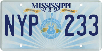 MS license plate NYP233