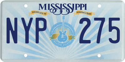 MS license plate NYP275