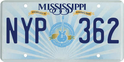 MS license plate NYP362