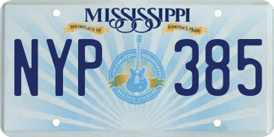 MS license plate NYP385