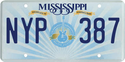 MS license plate NYP387