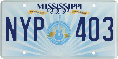MS license plate NYP403