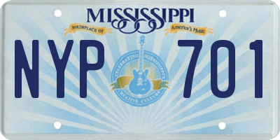 MS license plate NYP701
