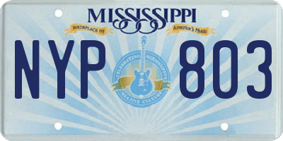 MS license plate NYP803