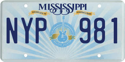 MS license plate NYP981
