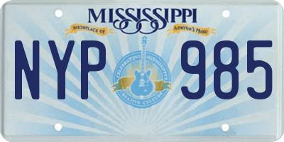 MS license plate NYP985