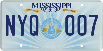 MS license plate NYQ007