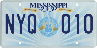 MS license plate NYQ010