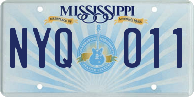 MS license plate NYQ011