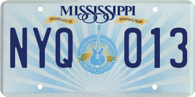 MS license plate NYQ013