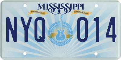MS license plate NYQ014