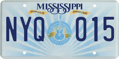 MS license plate NYQ015
