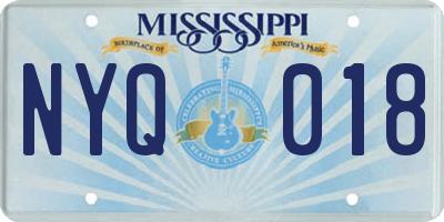 MS license plate NYQ018