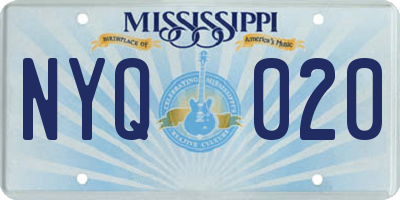 MS license plate NYQ020