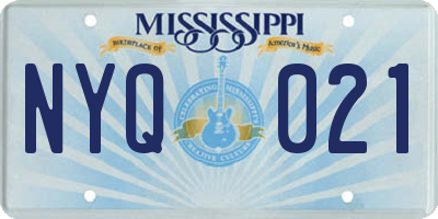 MS license plate NYQ021