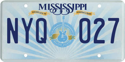 MS license plate NYQ027